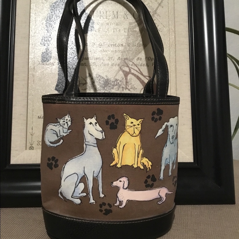 Vtg Liz Claiborne Dog Themed Bag Gem